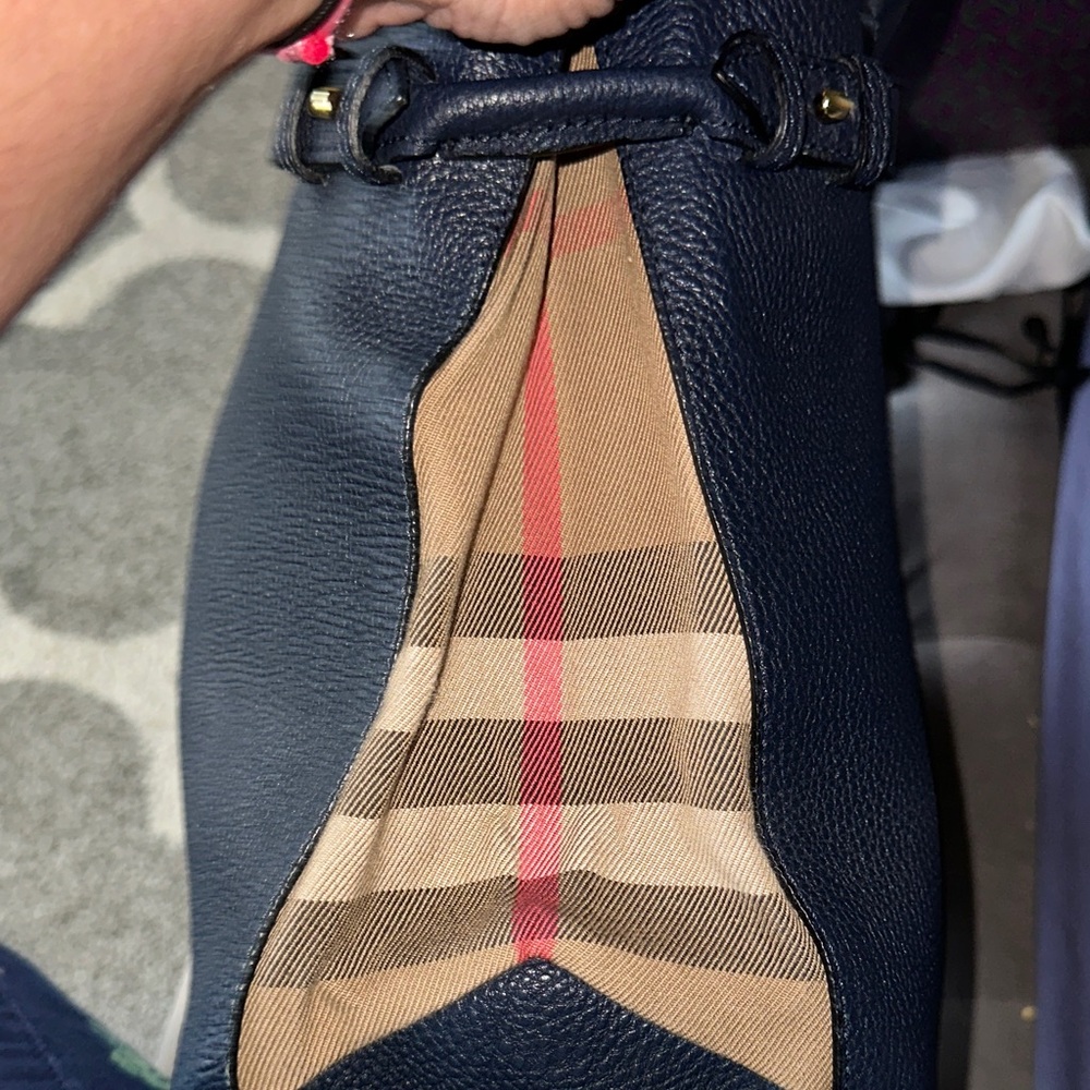 Burberry Navy Blue Leather Tote - Picture 10 of 12